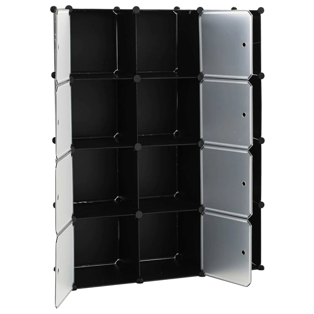 Armadio Modulare con 9 Scomparti 109x36,5x143 cm Nero e Bianco 240497