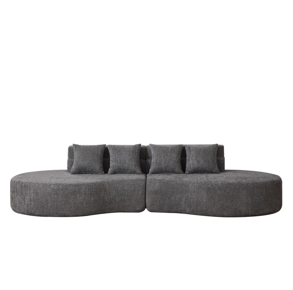 DIVANO Modulare in Schiuma 2 Pezzi Chenille Grigio