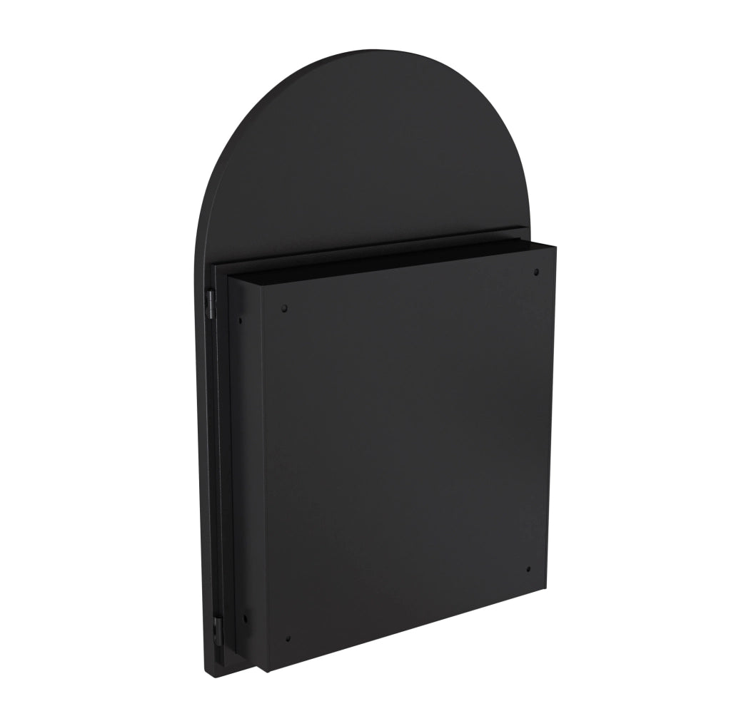 Mobile specchio ad arco 91x61x12 cm, metallo nero, da parete o a incasso