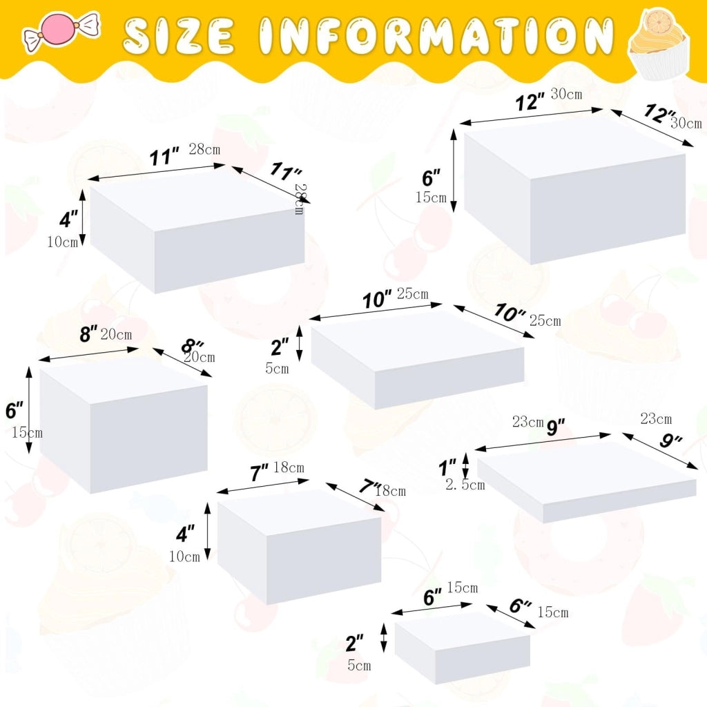 Set di 7 alzatine in acrilico, alte da 15 a 30 cm, colore bianco