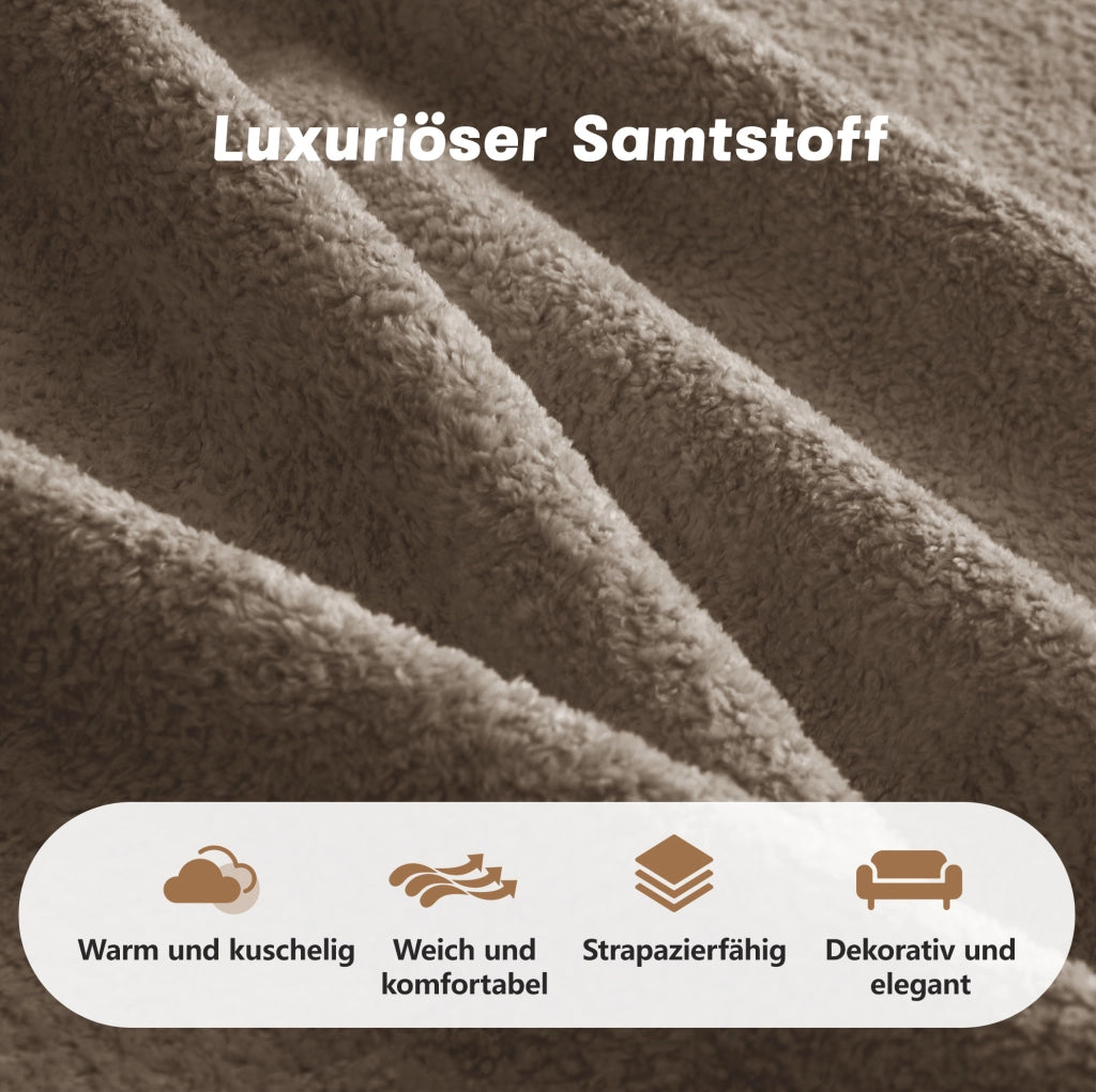 Divano angolare modulare in velluto marrone con pouf 384x167 cm