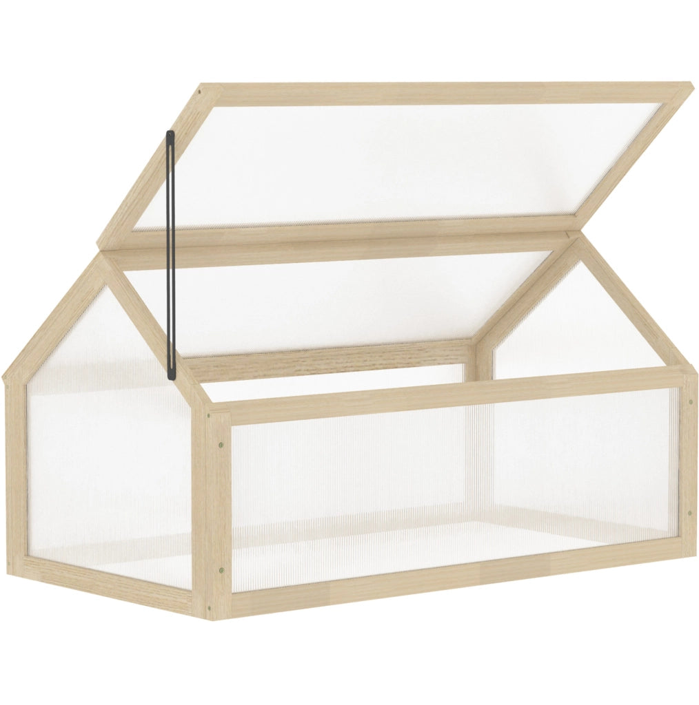 Mini serra da giardino in legno e plastica trasparente, 90 x 52 x 49,5 cm