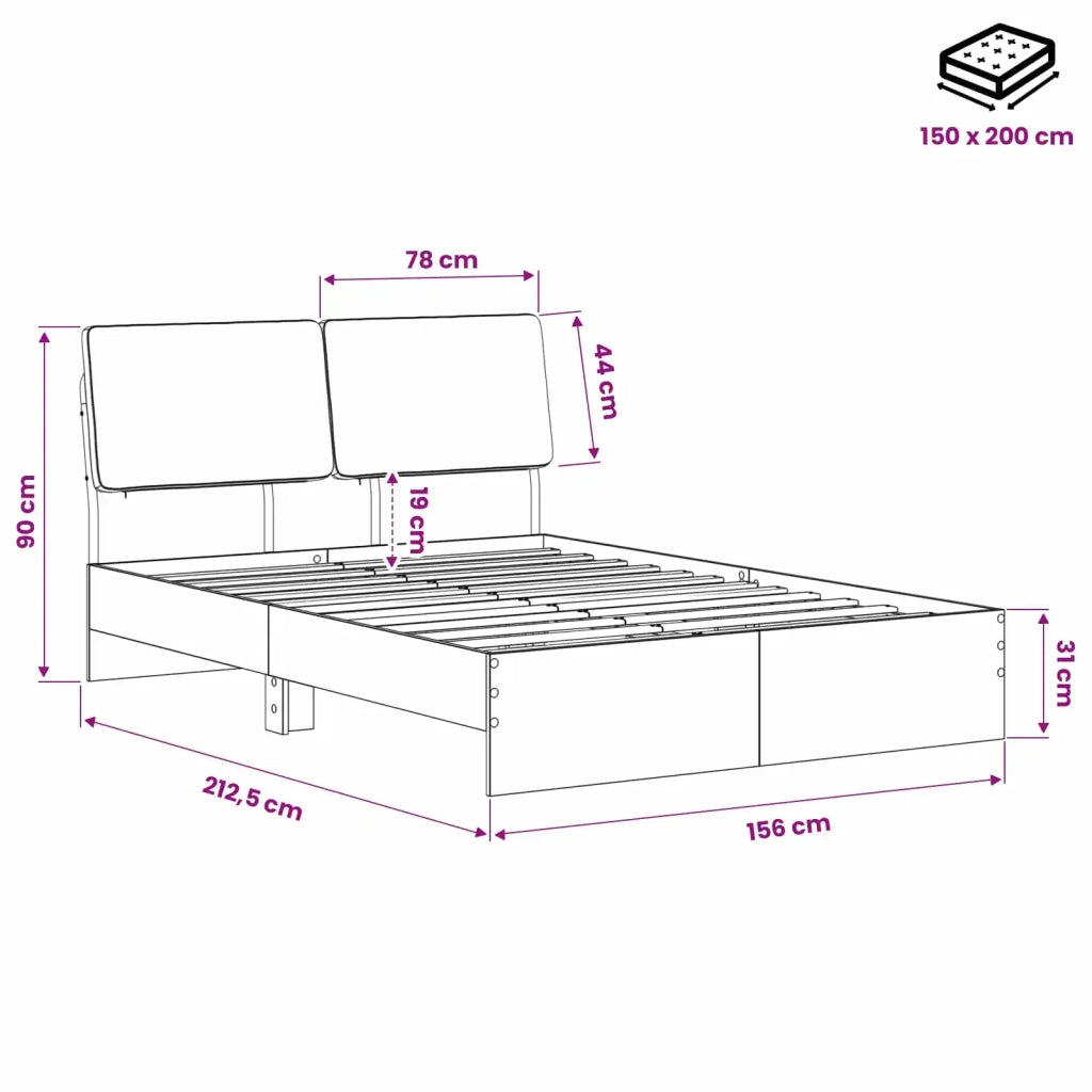 Letto matrimoniale con testiera Grigio Cemento e Grigio Chiaro 3439425