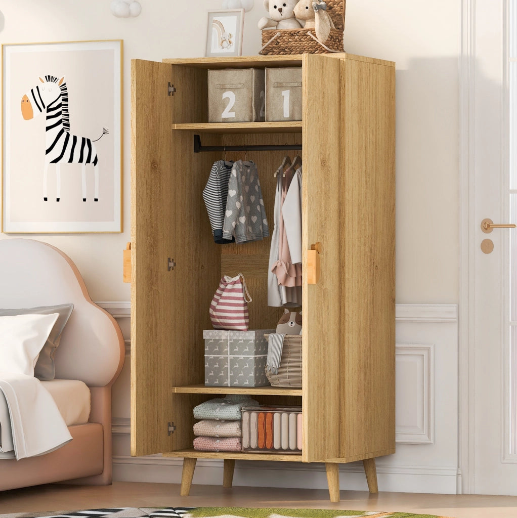Armadio a due ante 70 x 55 x 170 cm con vano contenitore e piedini rialzati
