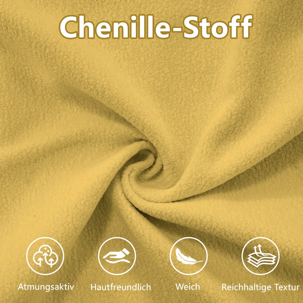 DIVANO Modulare in Chenille Giallo con pouf mobili