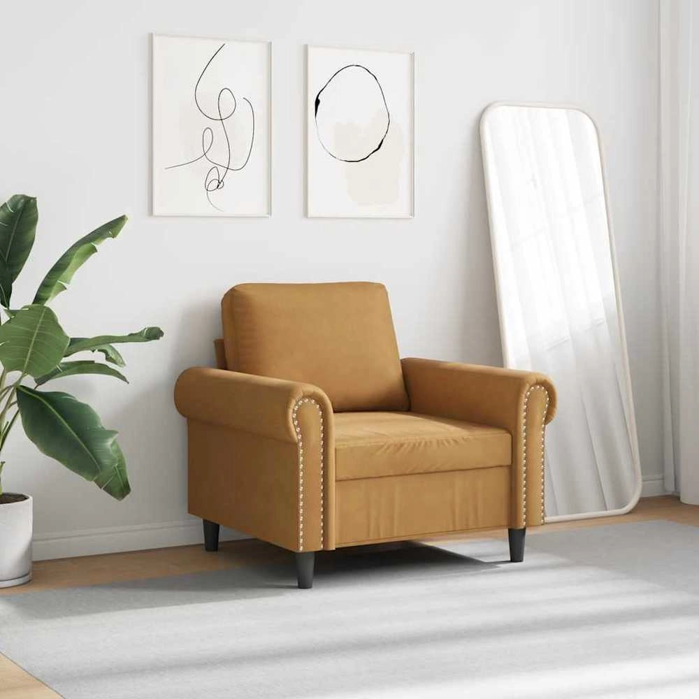 Poltrona Marrone 60 cm Velluto
