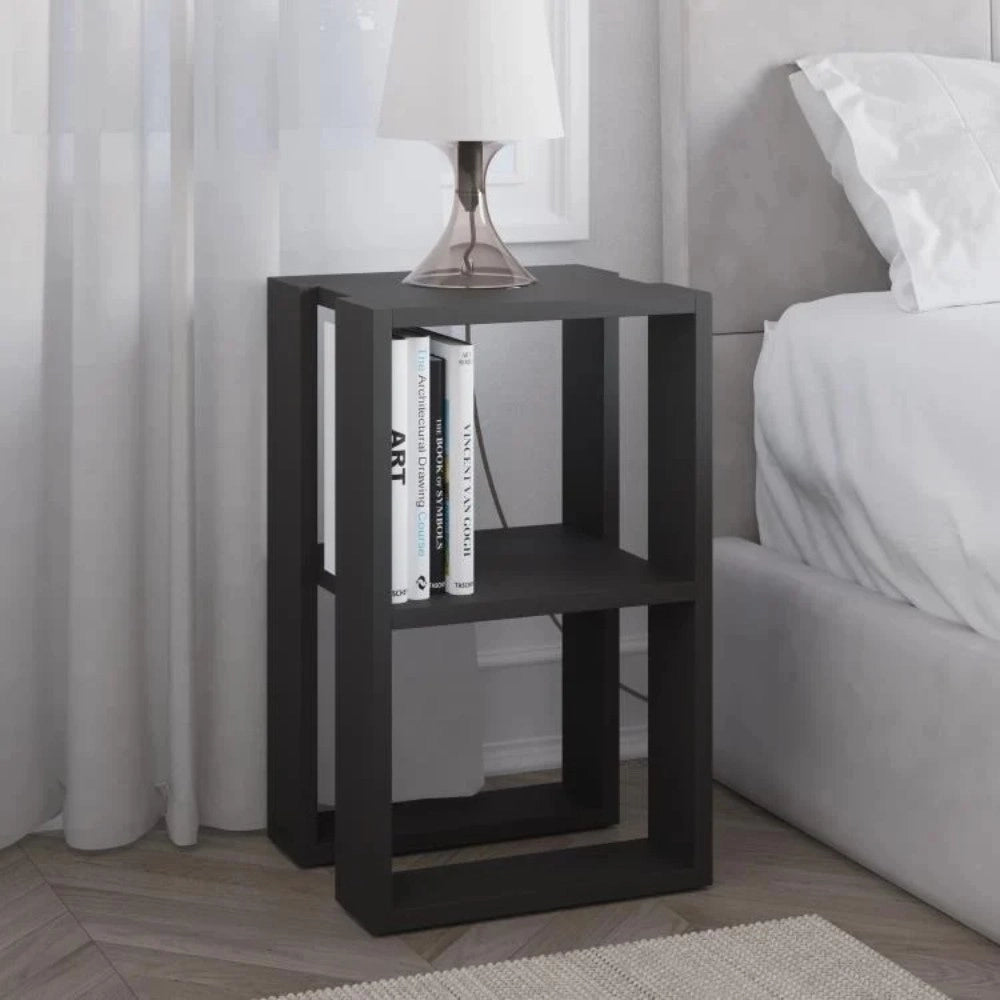 Comodino due ripiani Lonie 34x30x55h colore antracite
