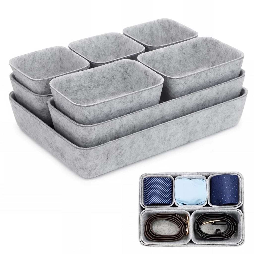 Set di 8 organizer impilabili in feltro, colore grigio chiaro