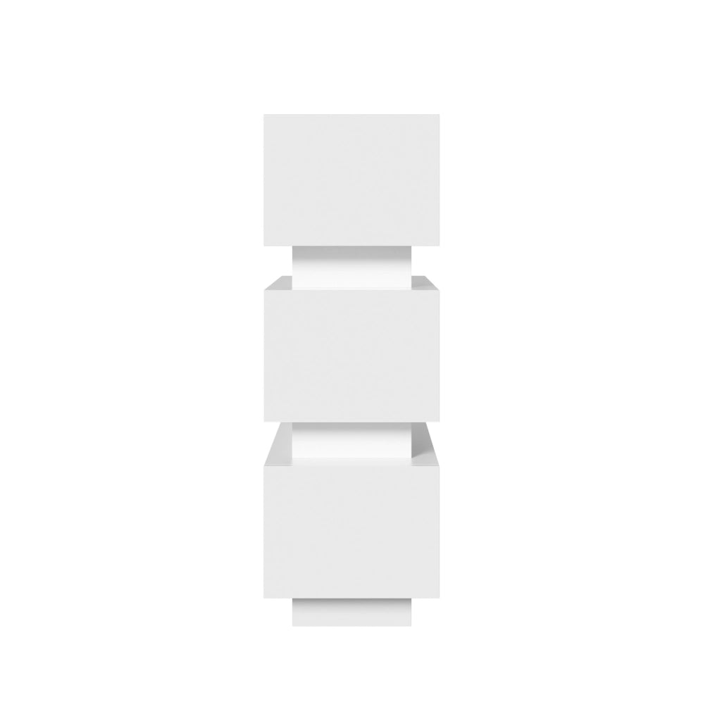Set di 2 comodini stretti bianchi con LED, USB-C e 3 cassetti, 20x40x59,5 cm