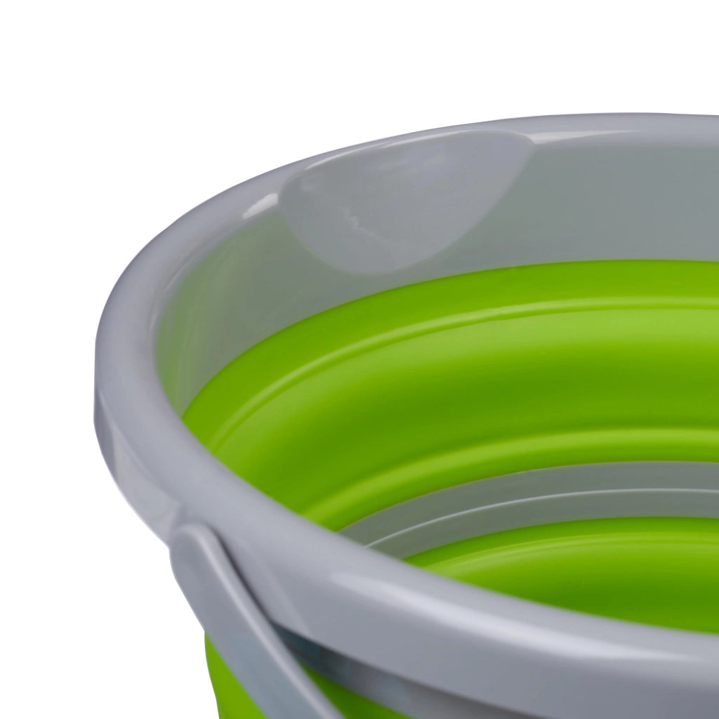 Secchio pieghevole da 10 litri con manico e beccuccio, colore grigio/verde