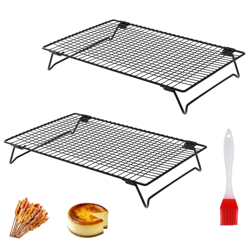Set da 2 scaffali refrigeranti impilabili, dimensioni 34x24x6 cm, Acciaio al carbonio