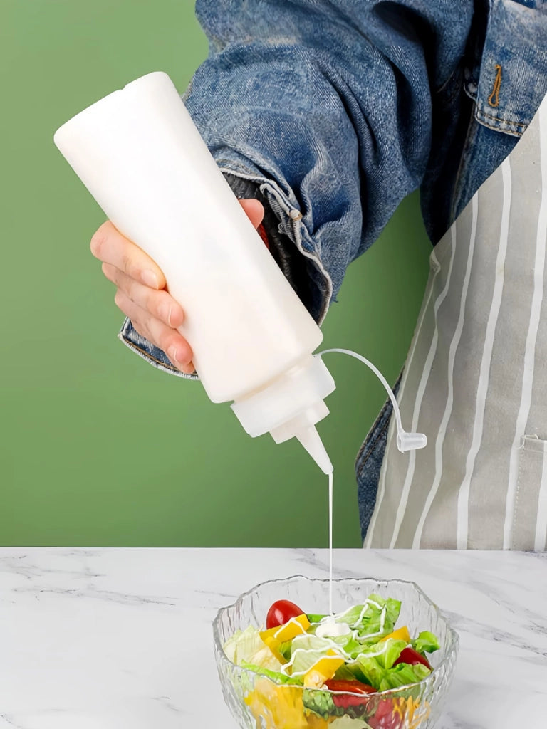 3 bottiglie con beccuccio dosatore da 500 ml – trasparenti, senza BPA, ideali per salse e sciroppi