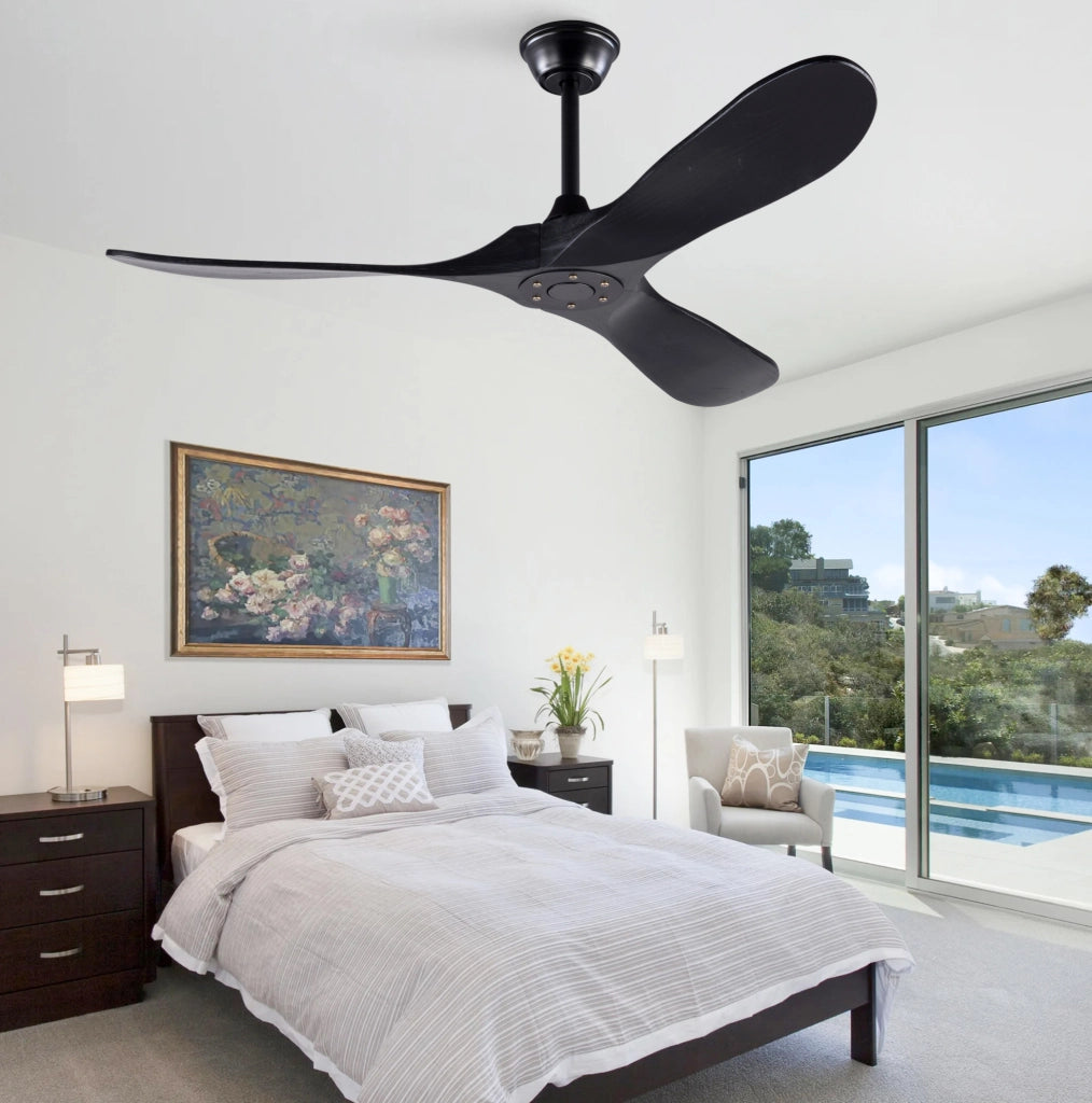 Ventilatore da soffitto nero da 52 pollici con telecomando e 3 pale