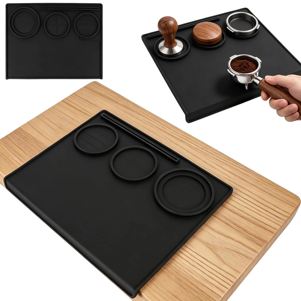 Tappetino in silicone per espresso, dimensioni 25x20 cm, colore nero