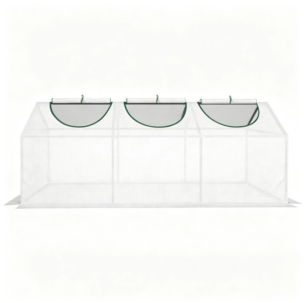 Serra compatta per piante 180 x 60 x 60 cm in acciaio e plastica bianca