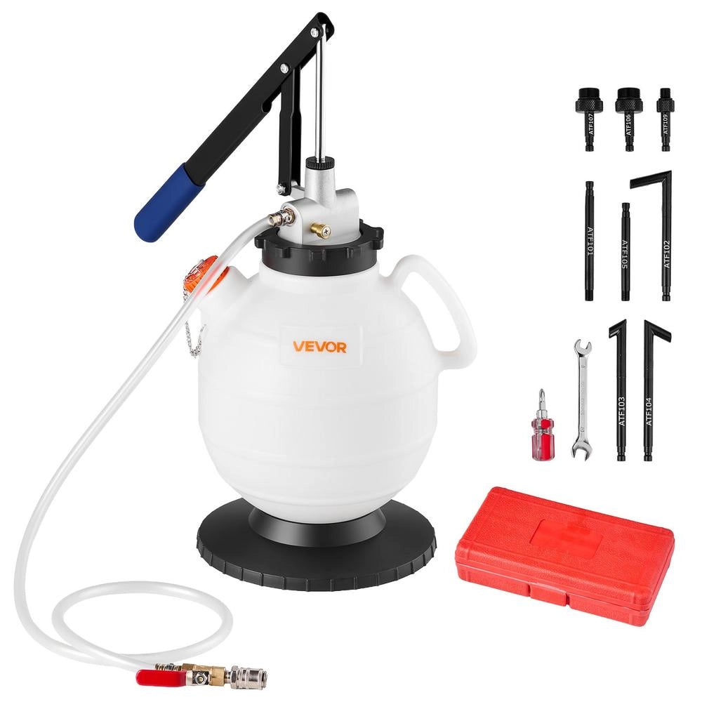 Pompa manuale per fluido di trasmissione 7,5 L in HDPE con 8 adattatori ATF e tubo 120 cm per officina e auto YS-059A