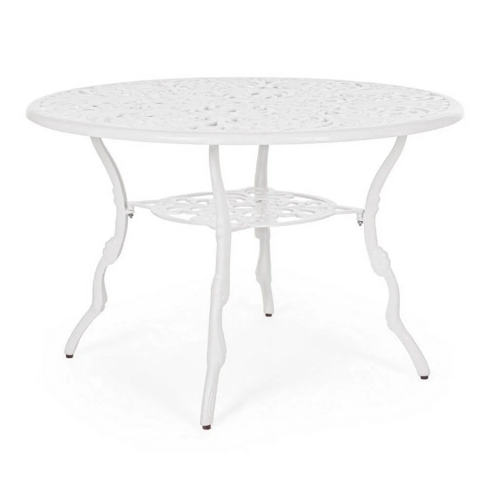 Tavolo da Giardino Rotondo in Alluminio Pressofuso 110x110 Regency Bianco
