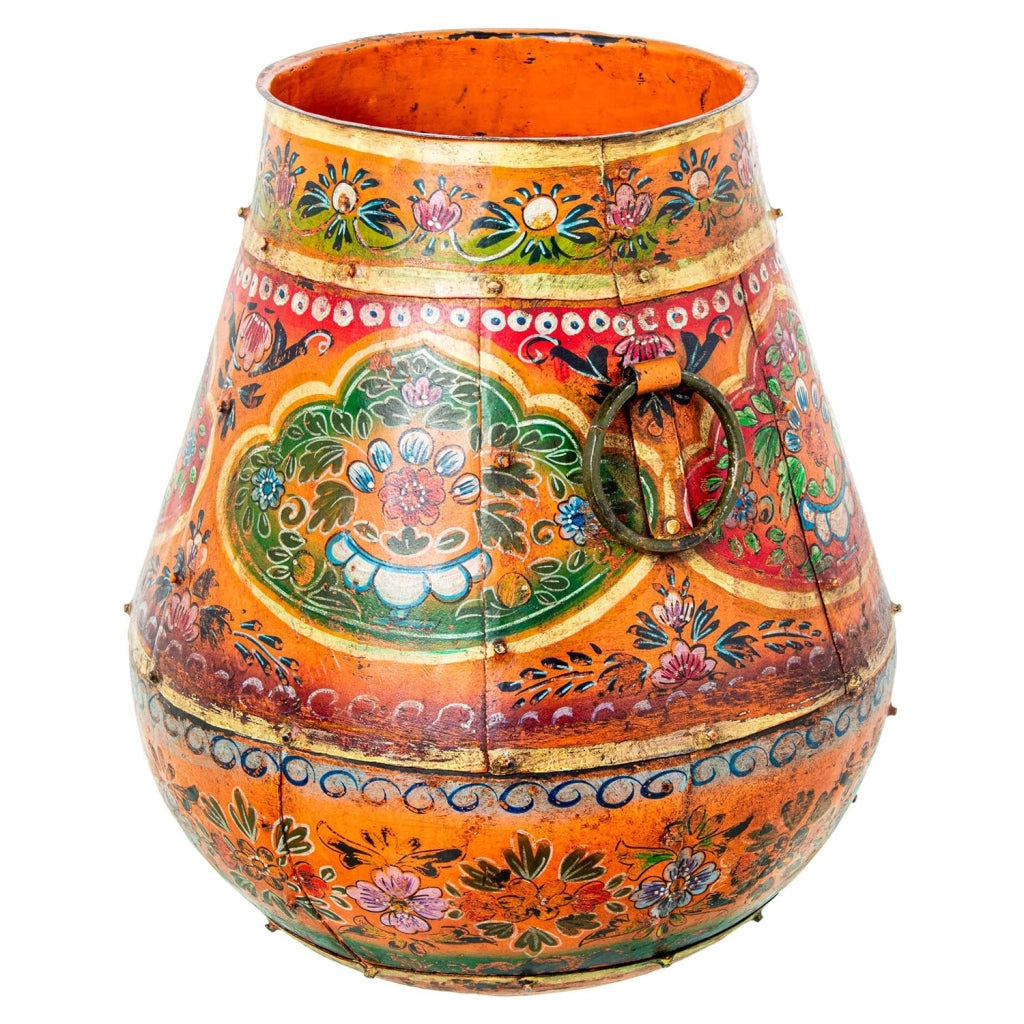 Vaso in metallo, dipinto a mano, multicolore, 35x35x48 cm