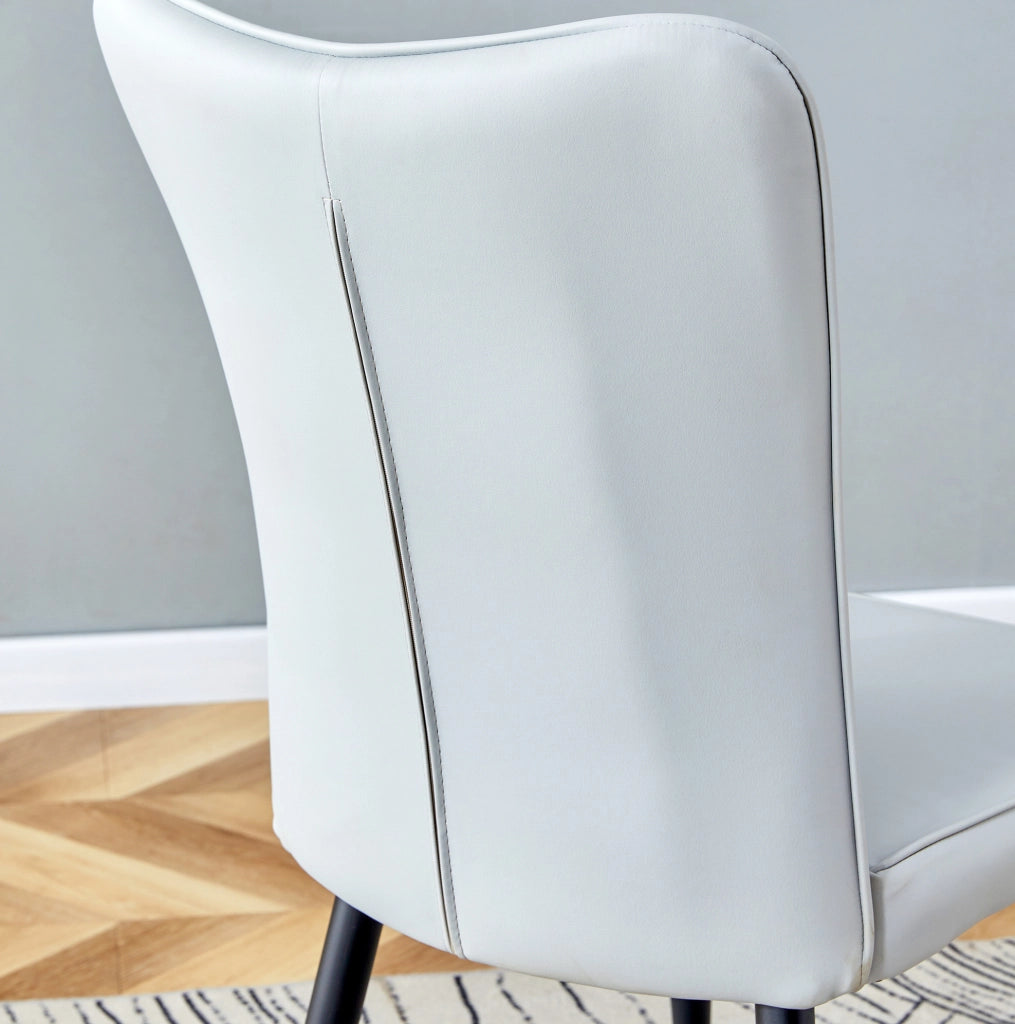Set da pranzo moderno con tavolo rotondo da 100 cm e 2 sedie in PU grigio chiaro