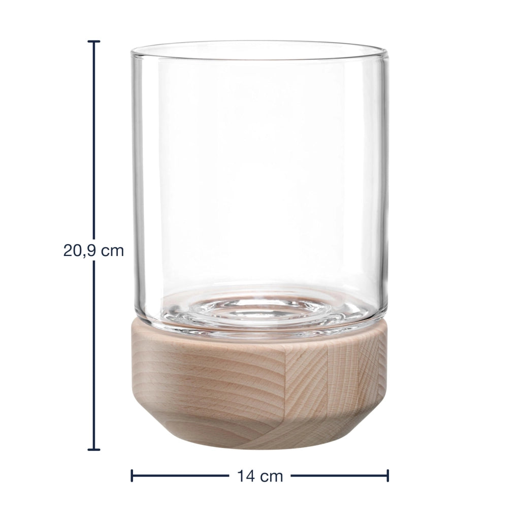 Lanterna in vetro e legno, color beige, 20,9 cm, confezione singola