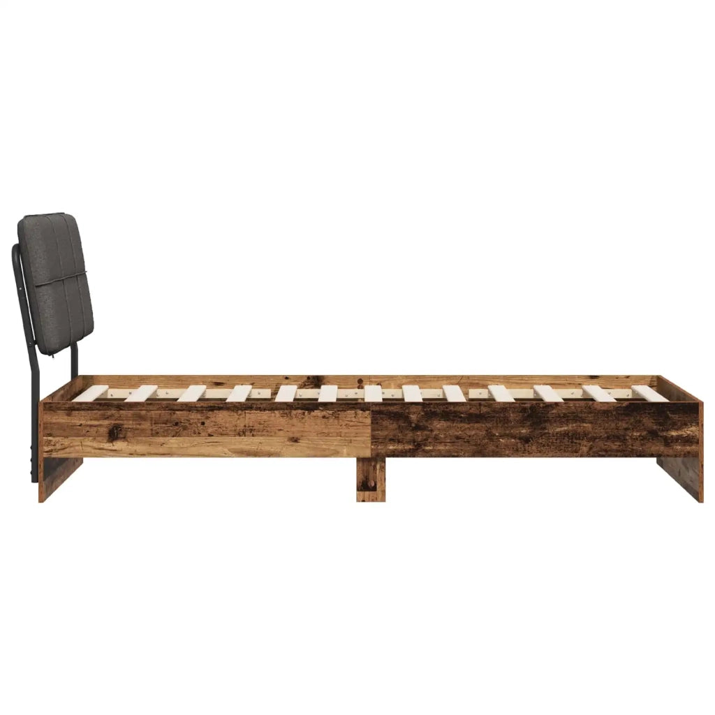 Letto singolo con testiera Legno vecchio e grigio scuro 8003371