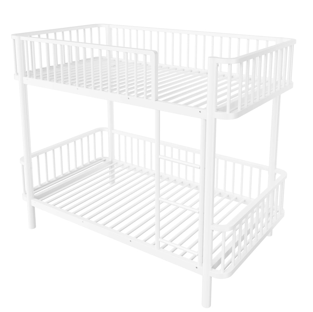 Letto a castello in metallo 90 x 200 cm bianco con sponde