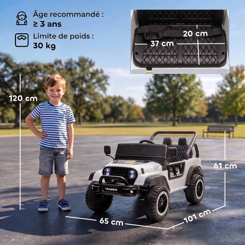 Macchina Elettrica per Bambini 12V Bianco con Telecomando 2,4G Doppio Motore Sospensioni Luci e Musica per Giardino ed Esterni