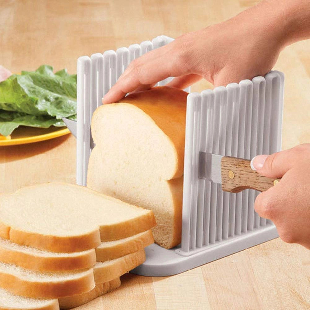 Tagliapane pieghevole, forma per pane, 16x15x14,5 cm, in ABS, colore bianco