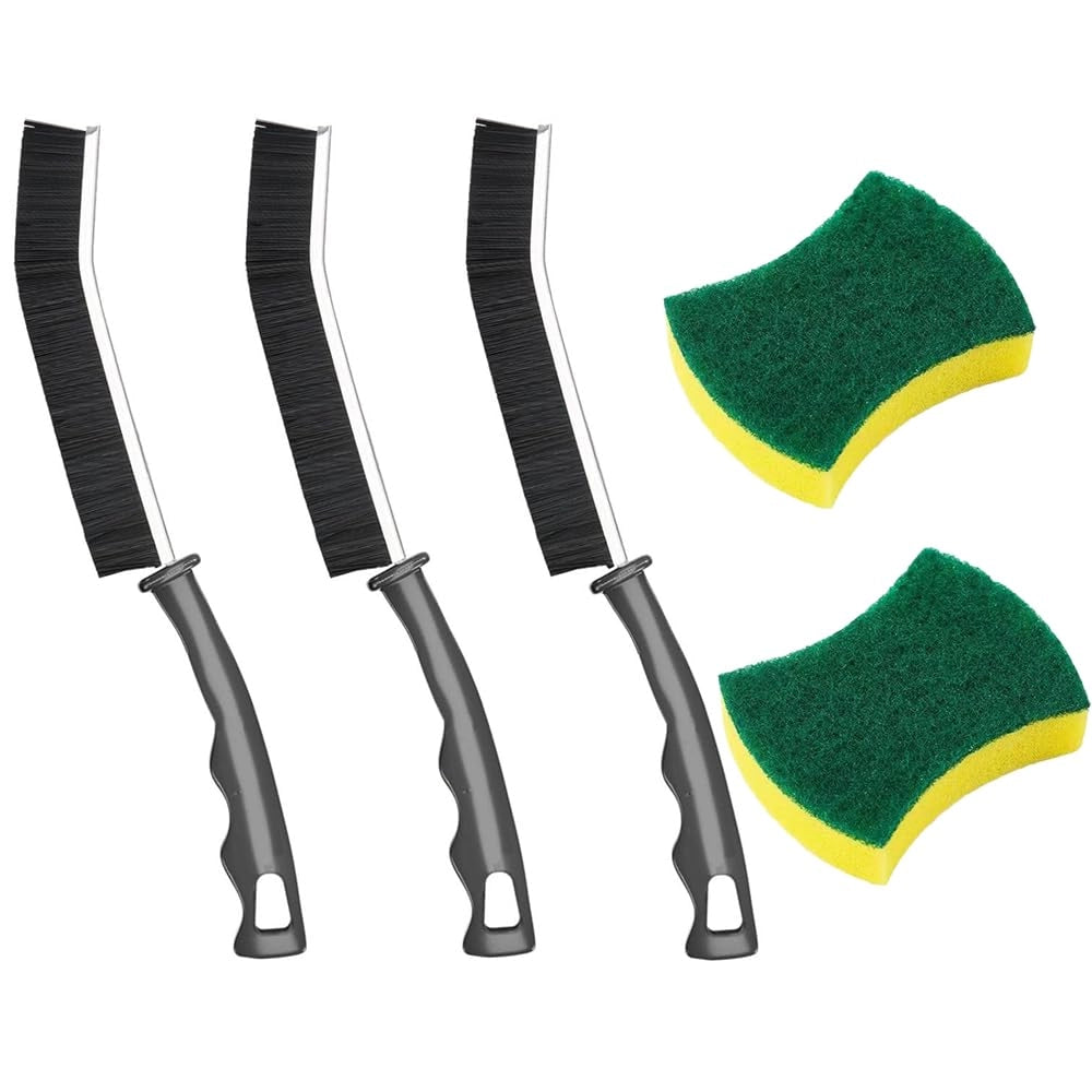 Kit di pulizia, composto da 5 pezzi, con spazzole e spugne per la pulizia di angoli stretti