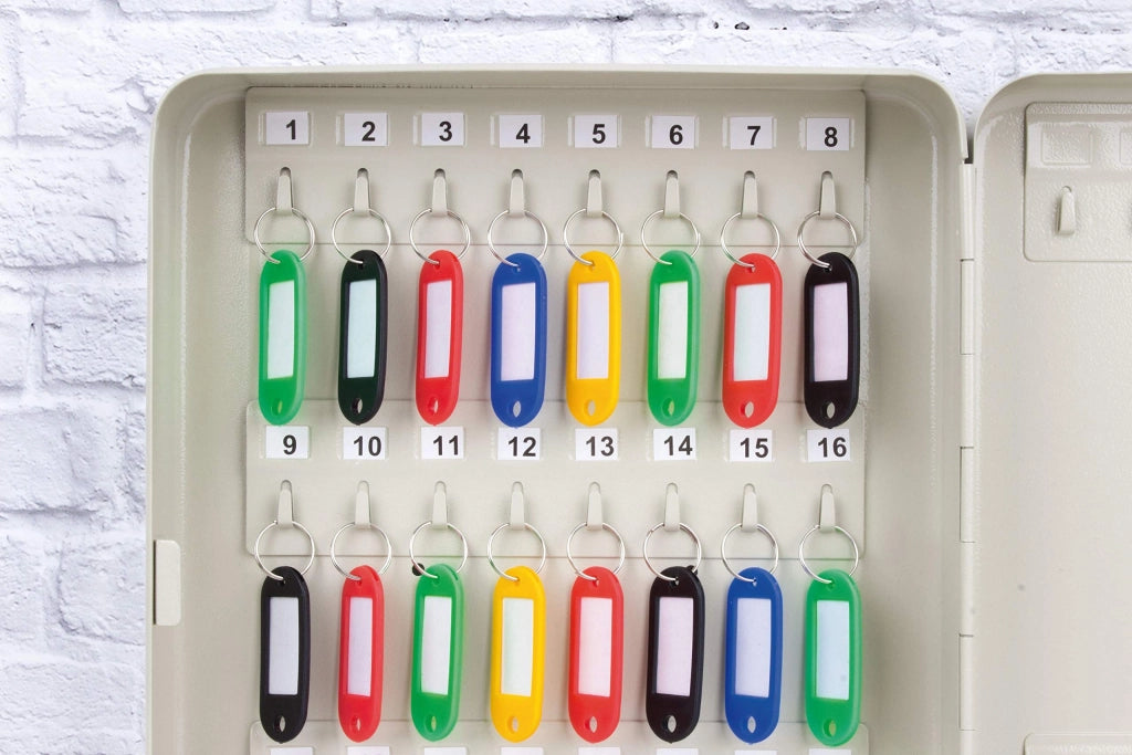 Portachiavi con 20 posizioni, bloccabile, alluminio, bianco
