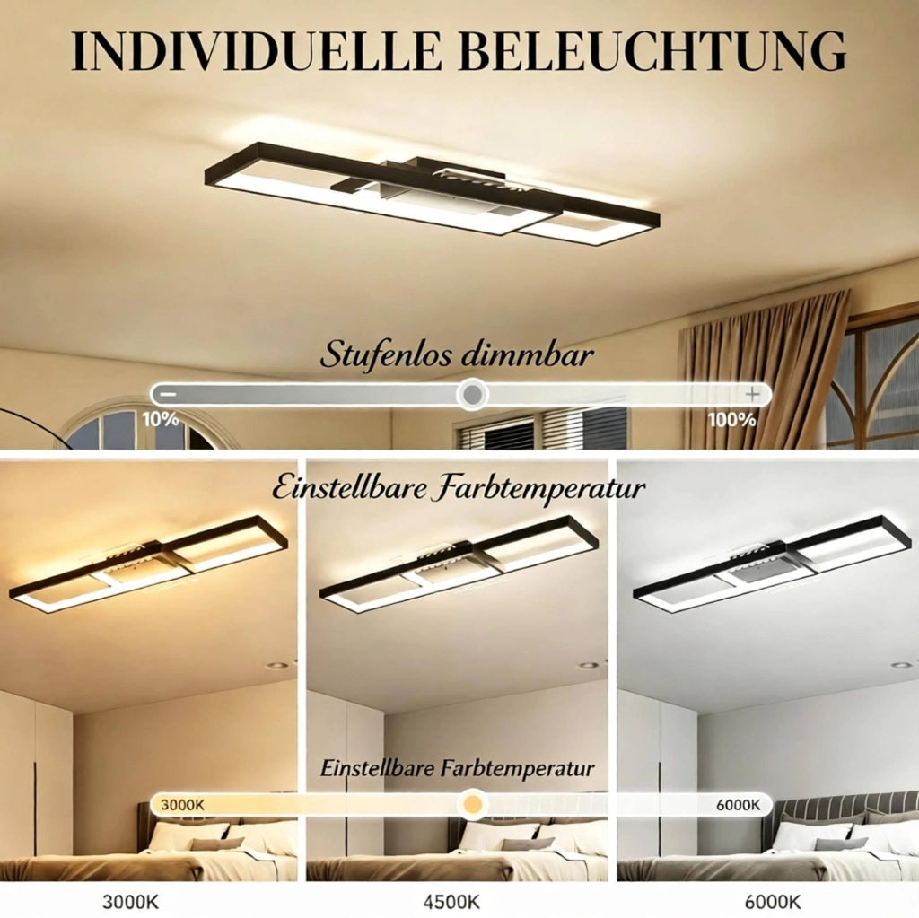 Plafoniera a LED nera 43 W 70 x 30 cm con telecomando