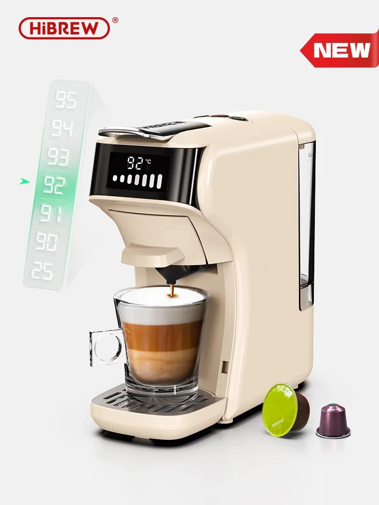 Macchina da caffè a capsule  HiBREW H1B;giallo， 7 livelli volume; temperatura regolabile; estrazione calda fredda; 20 bar;