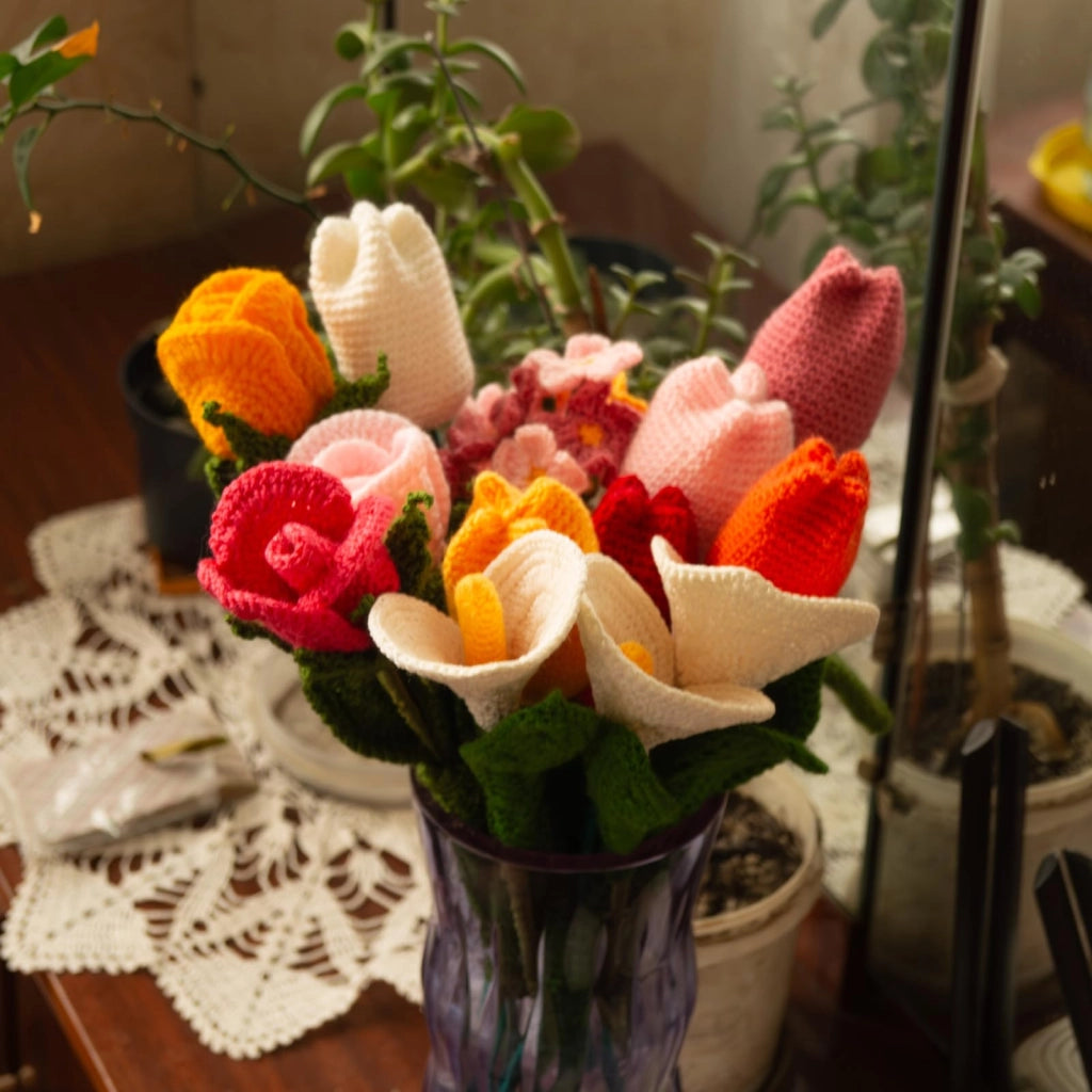 Fiori all'uncinetto, neri, 10 pezzi – rose artificiali
