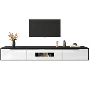 Mobile TV 180x35x30 cm MDF nero/bianco lucido LED USB parete/pavimento