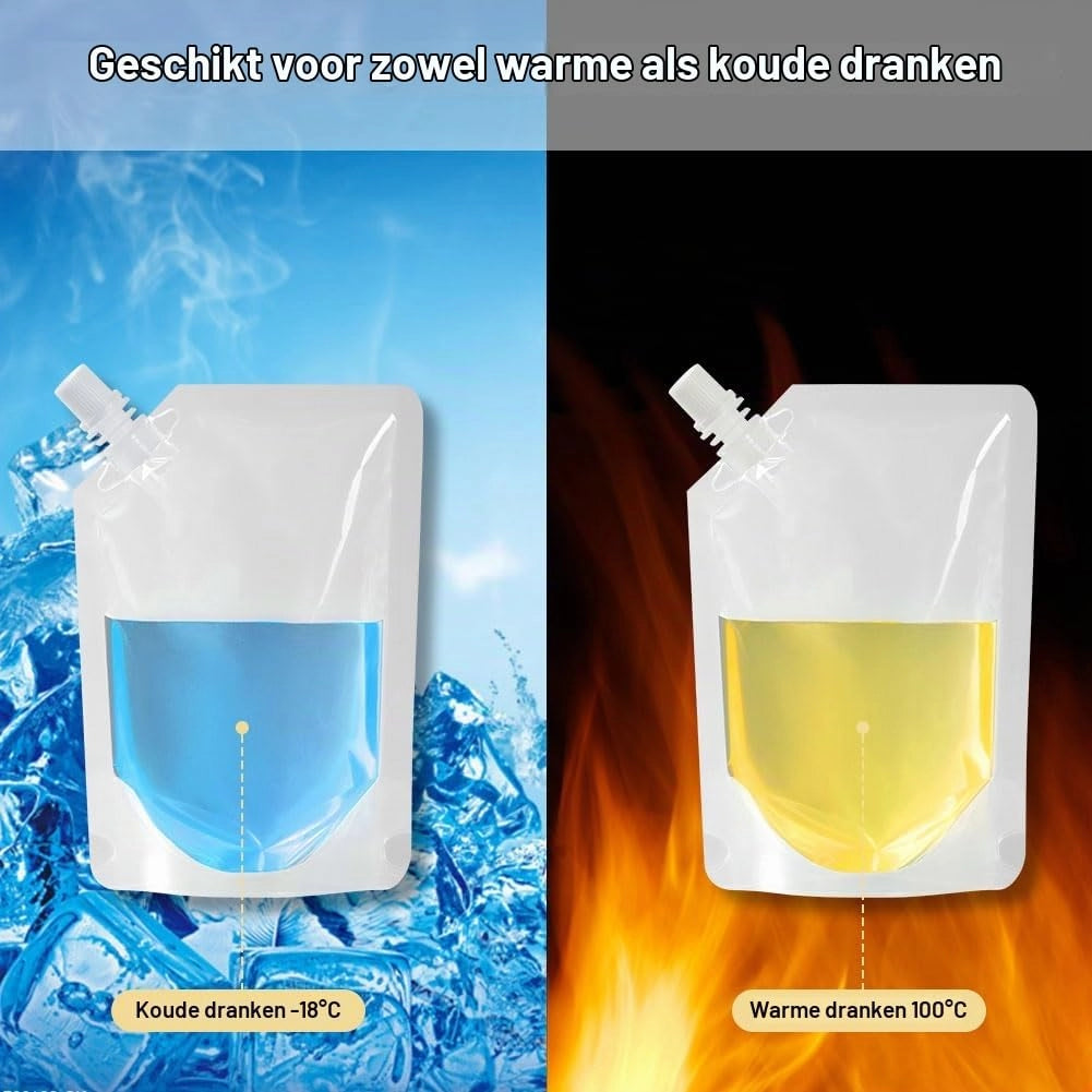 Set da 18 sacche idriche ricaricabili, capacità 250/420/500 ml, trasparenti