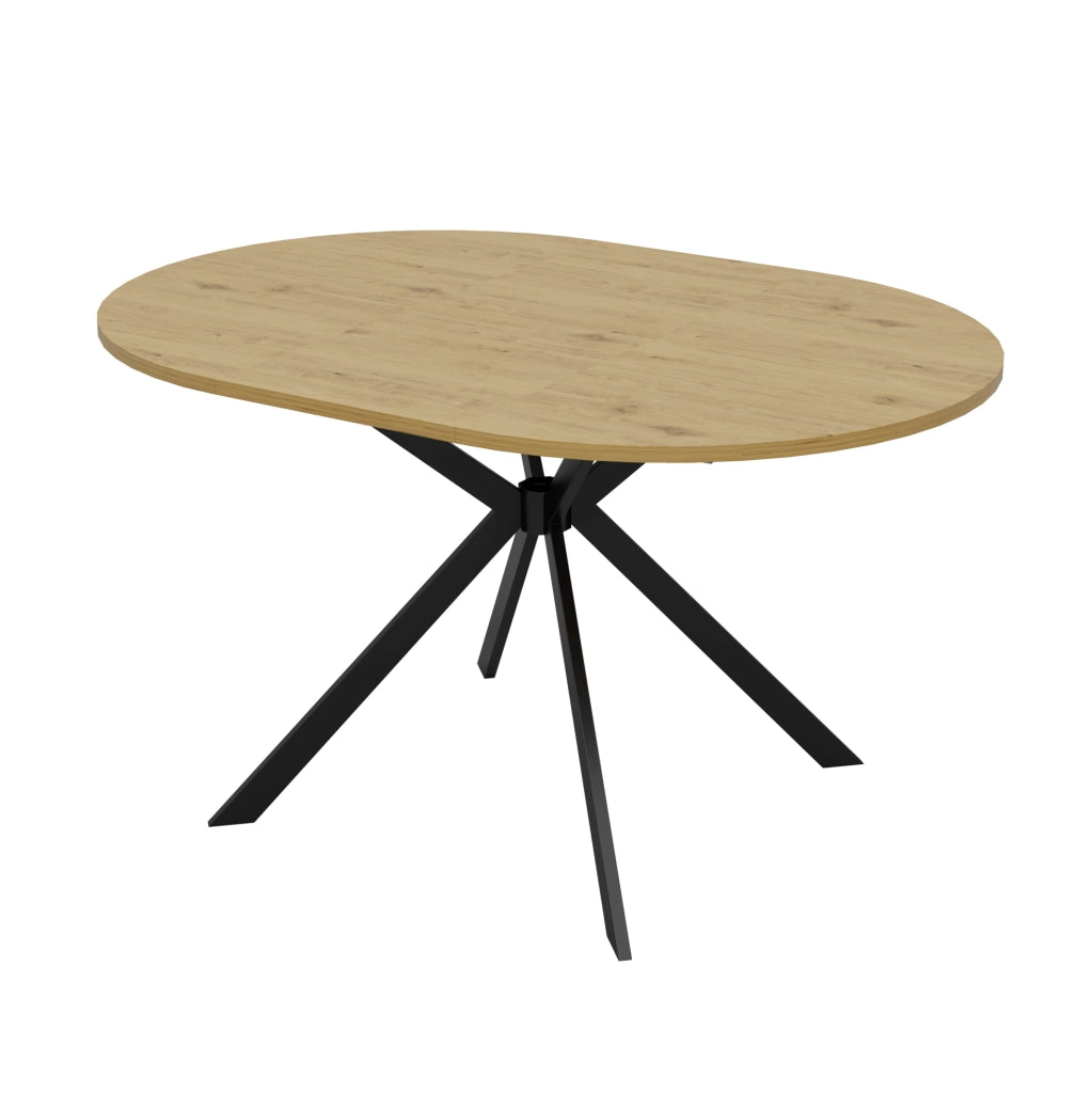 Tavolo da pranzo allungabile; con prolunga interna e 4-6 posti 140x100x75 cm; in MDF color legno con gambe in metallo
