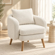 POLTRONA in bouclé 71x72x71 cm bianca con cuscino