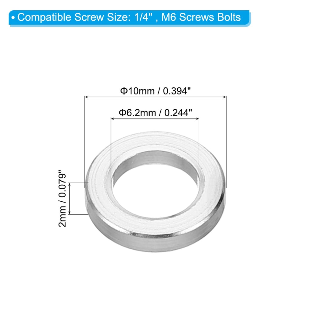 Distanziali in alluminio M6, confezione da 10 pezzi, dimensioni 6,2x10x2 mm