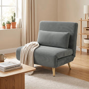 Poltrona letto 3 in 1 in velluto a coste grigio scuro, 90 x 190 cm