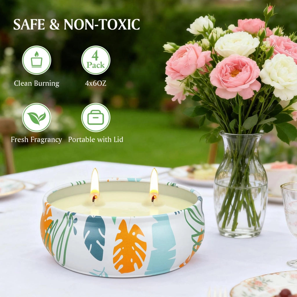 Candele alla citronella, confezione da 4 pezzi da 170 grammi, adatte per interni ed esterni