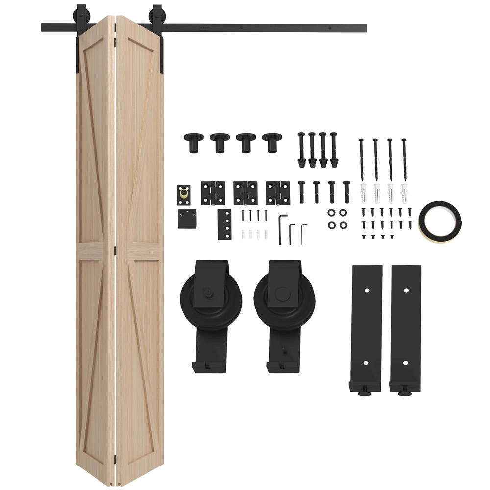 Kit binario per porte scorrevoli a libro 152,5 cm in acciaio per 2 porte fienile salvaspazio fai da te