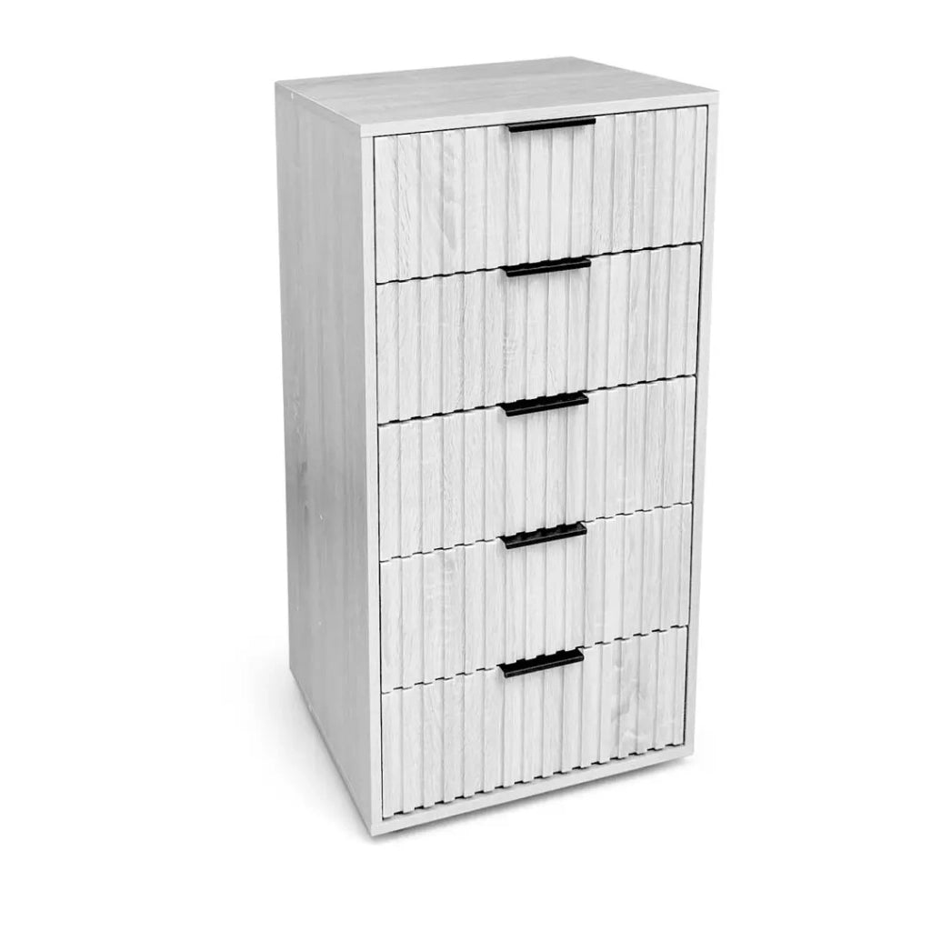 Cassettiera 5 cassetti bianco legno 50x40x101 cm