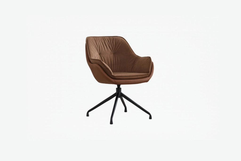 Sedia da ufficio girevole 69 x 65 x 46 cm in similpelle marrone con braccioli