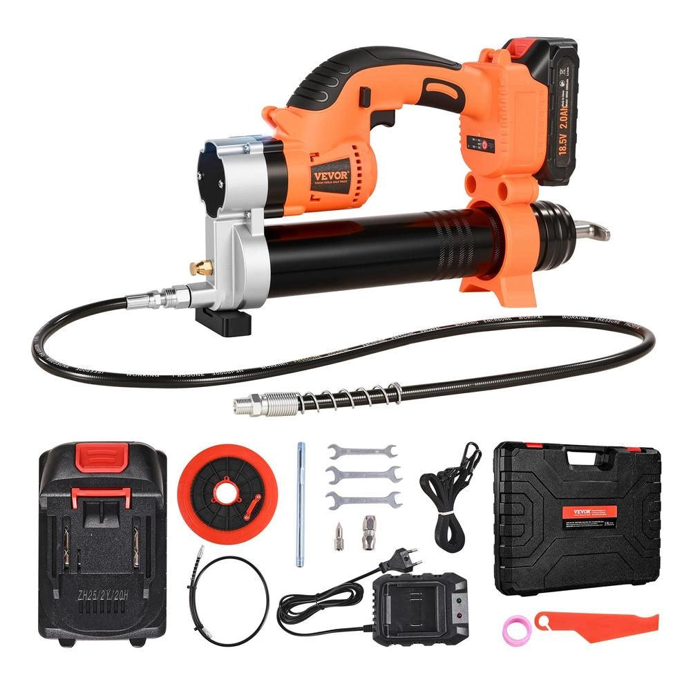 LD-8207B Ingrassatore a Batteria Senza Fili 55 MPa 8000 PSI con Batteria 2,0 Ah Luce LED e Valigetta, per Veicoli e Fai da Te