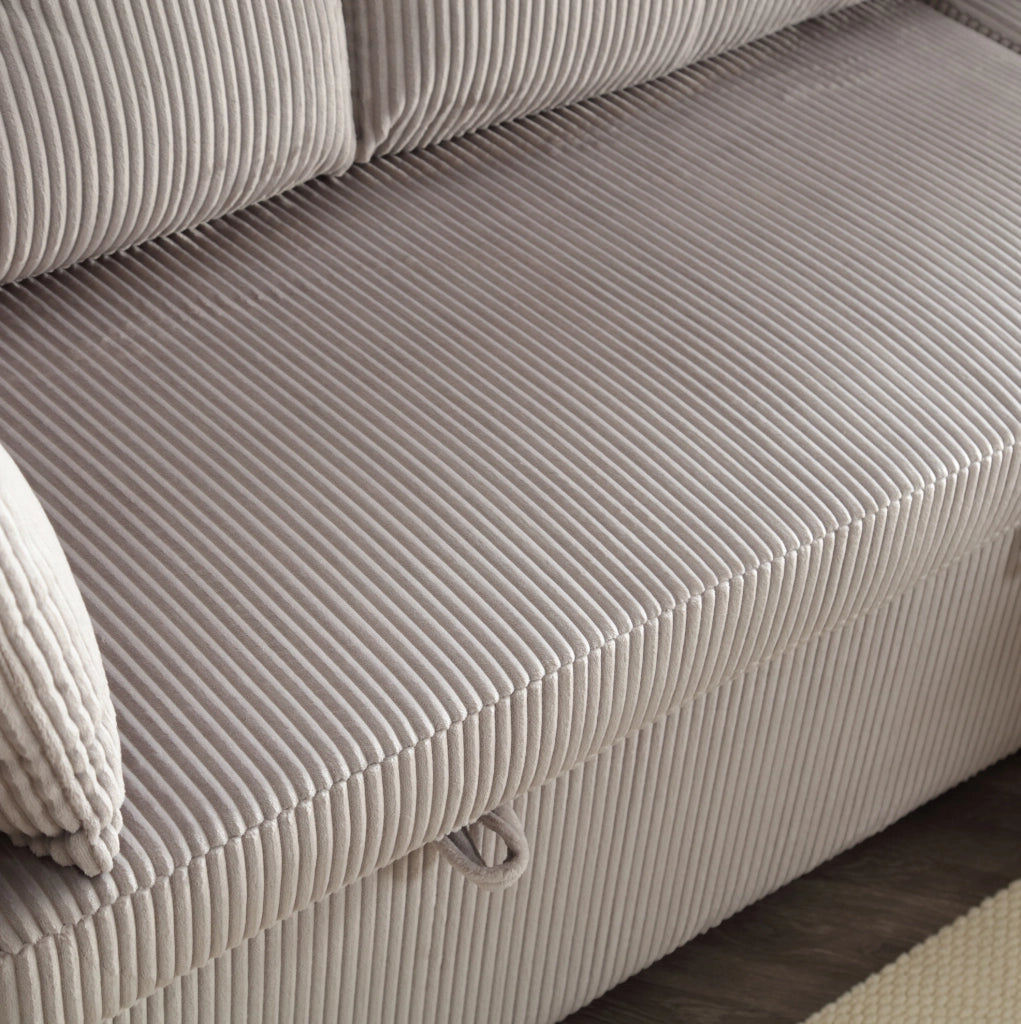 Divano letto modulare grigio chiaro con contenitore