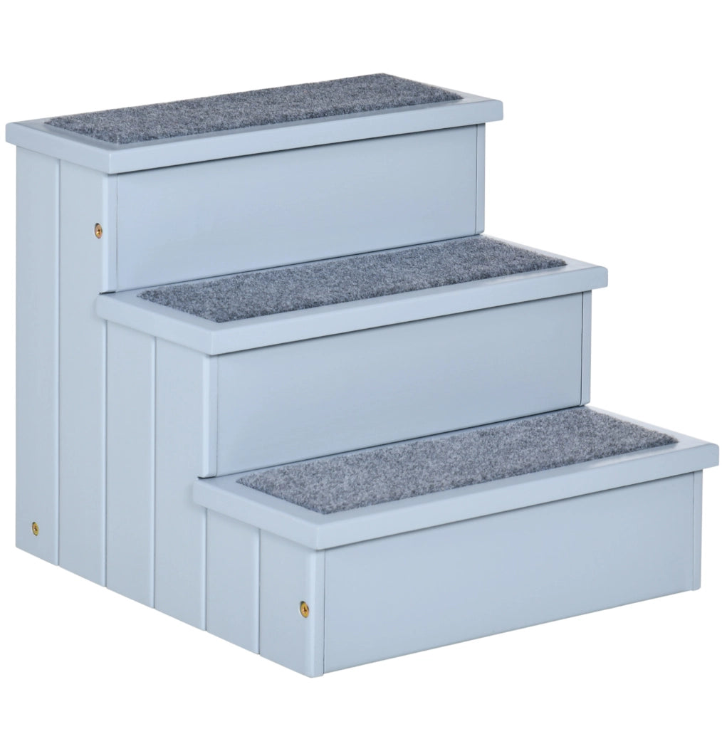 Scala per cani e gatti 40,5x44,5x38 cm grigio, 3 gradini con vano contenitore