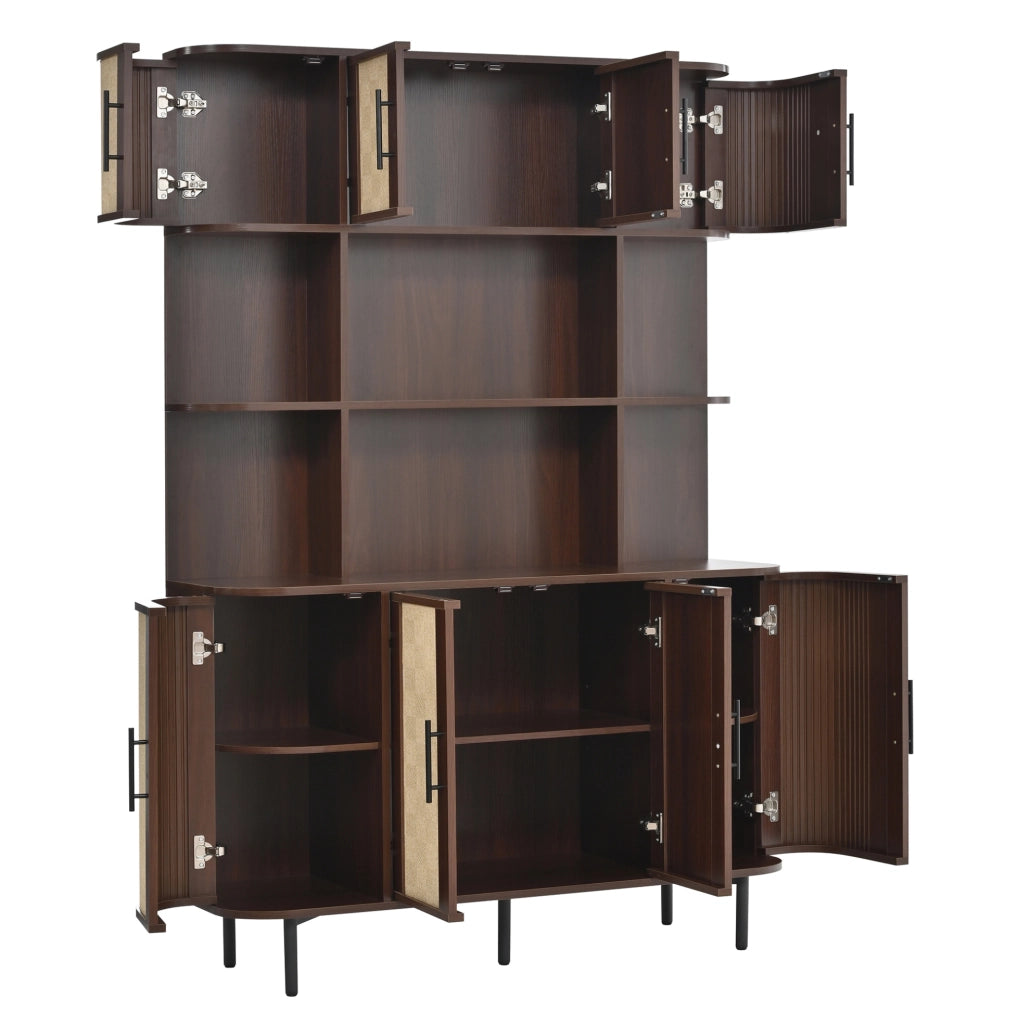 Set di mobili color noce con mobile TV, credenza e armadio alto