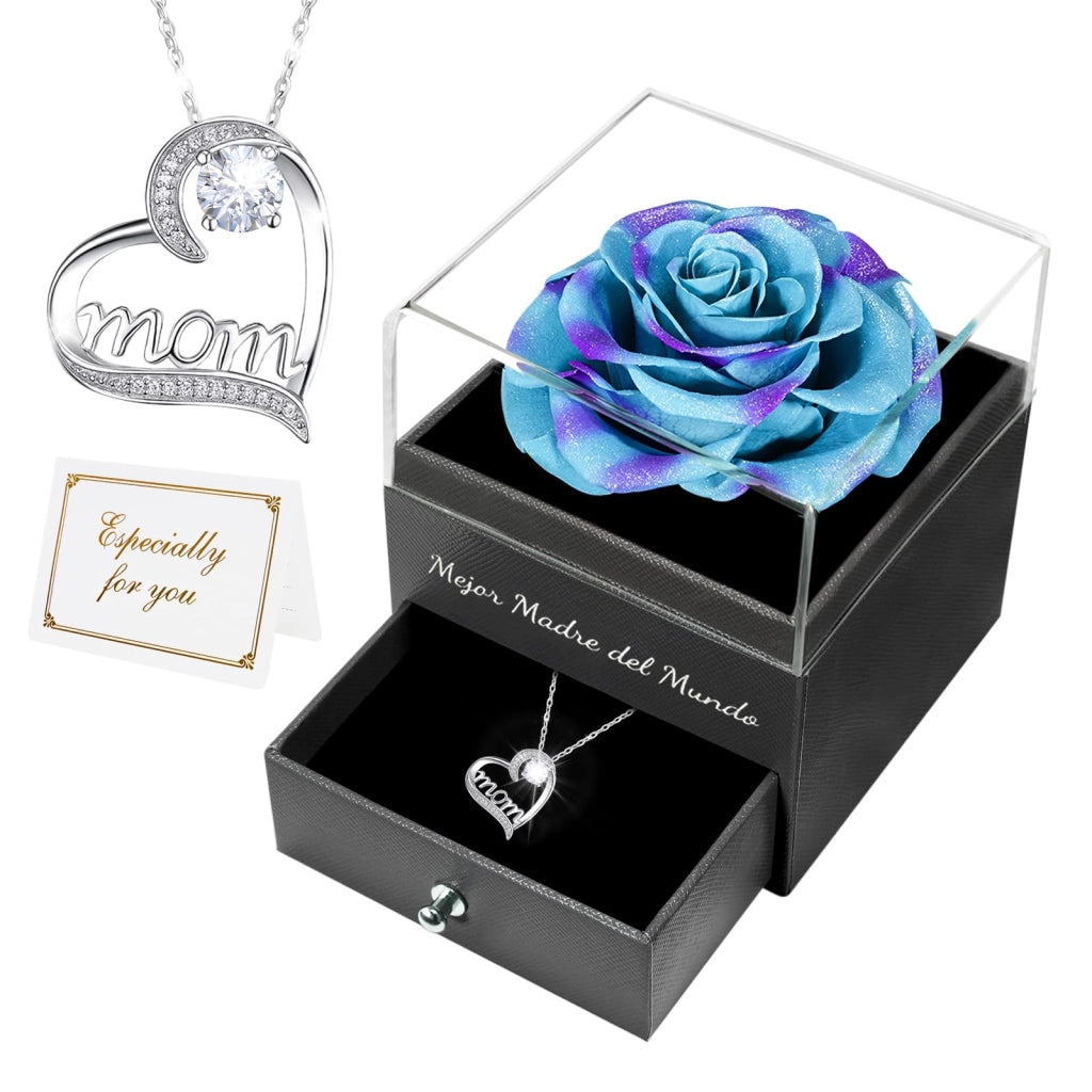 Rosa eterna con collana: vera rosa conservata, confezionata in una scatola regalo
