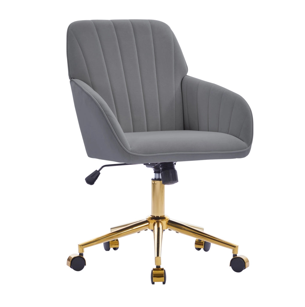 Sedia da ufficio ergonomica 62x60x97 cm in velluto grigio, regolabile per smart working