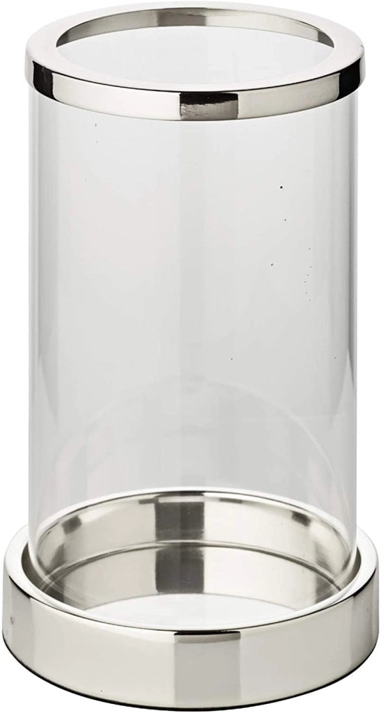 Candela decorativa Sanremo, argentata, diametro 12,5 cm, altezza 20 cm